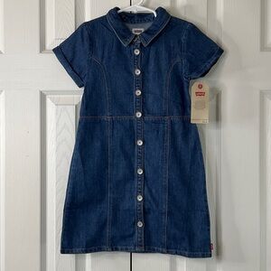 Levi’s Girls Short Sleeve Button Up Denim Dress Size L(6X)